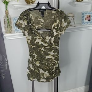 Camo Ruched Top
